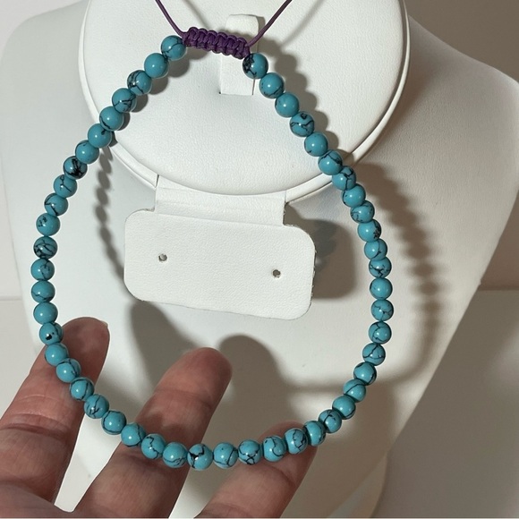 Turquoise Howlite, Adjustable Length, Purple Corded Necklace, Genuine Ge… - Picture 5 of 5